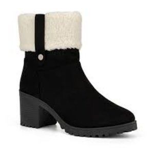 Olivia Miller Womens Amy Sherpa Cuff Bootie, BLACK Size 9M